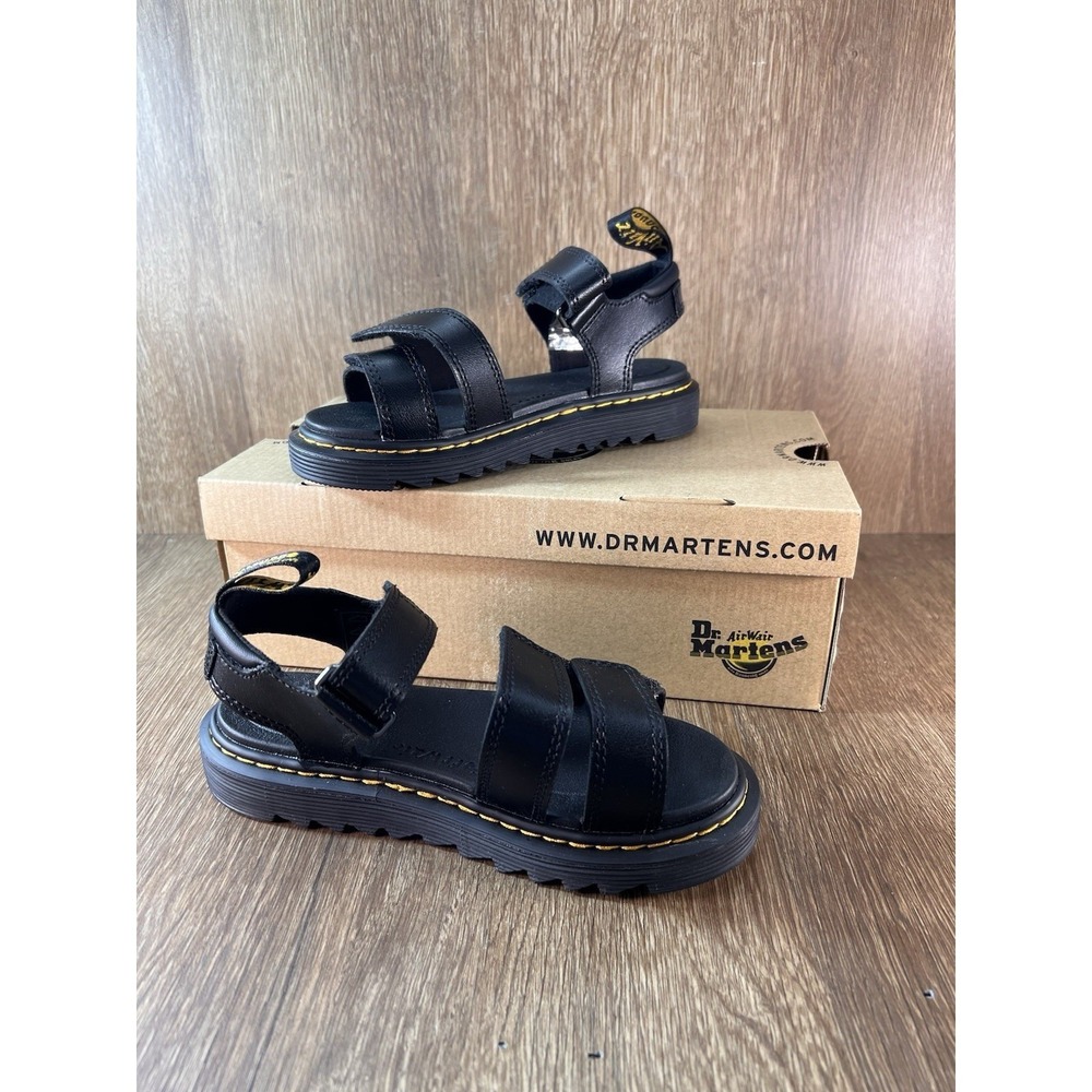 Dr. Martens Klaire J Black Leather Kids Sandals 26675001 Size US 2/3 EU 33 UK 1
